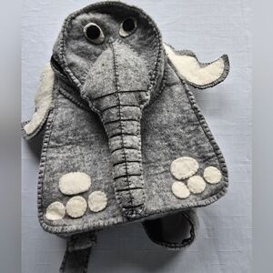 Kids Gray Elephant Felt Backpack - Cute Animal Bag